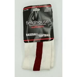 Fieldhouse Authentics Baseball/Softball Crew Socks White/Maron Youth SM (11-4)